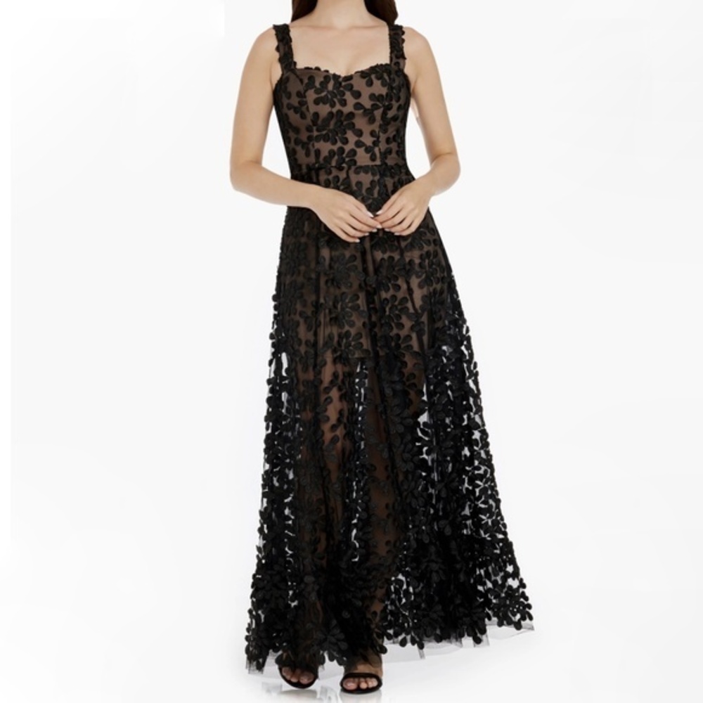 Dress The Population - Anabel Gown Black Nude‎ Medium